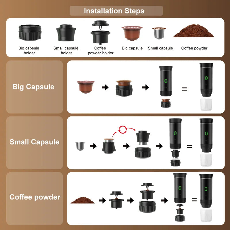 Cafetera de viaje 3 en 1