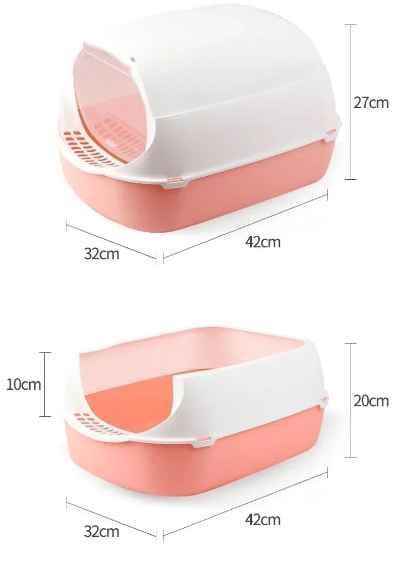 Semi-Enclosed Cat Litter Box
