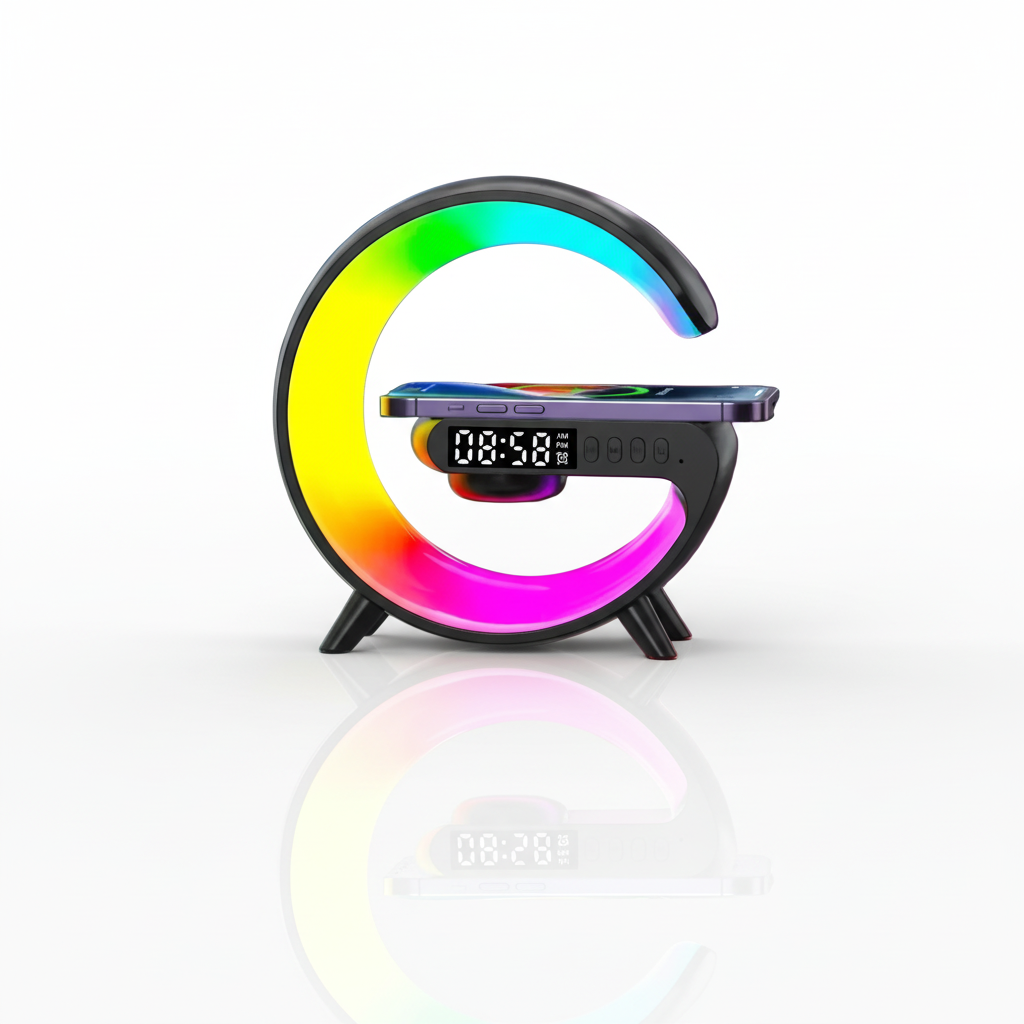 Multifunction Wireless Charger Stand with RGB Light & Bluetooth Speaker