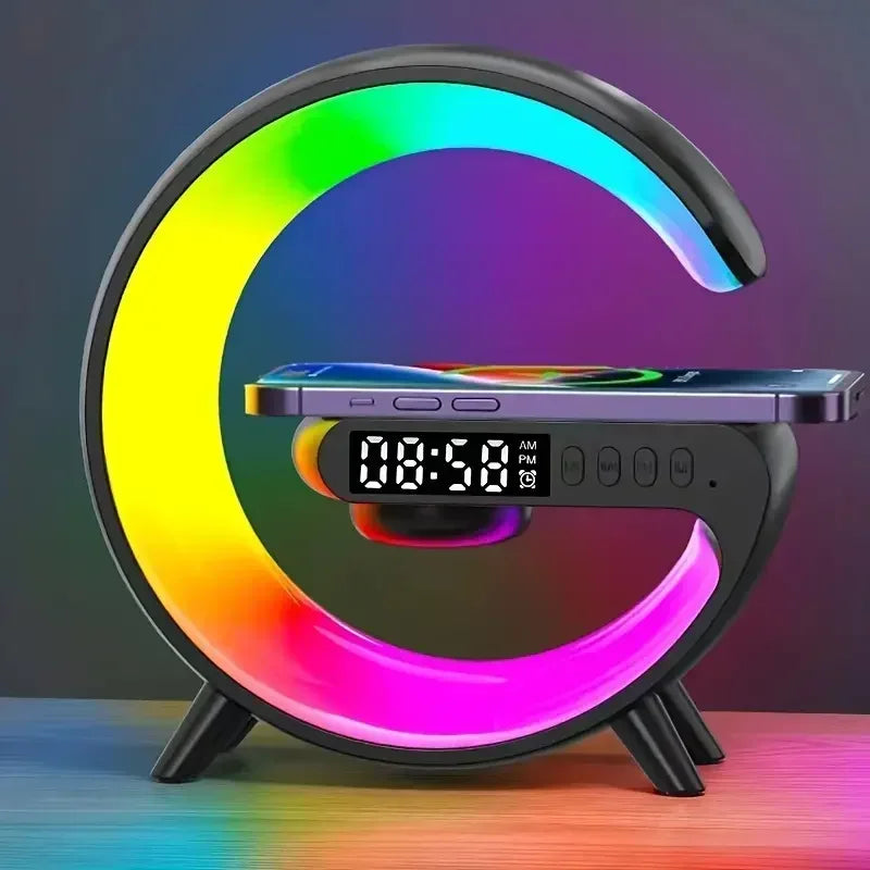 Multifunction Wireless Charger Stand with RGB Light & Bluetooth Speaker