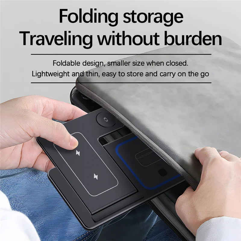 3 in 1 Wireless Charger Stand Pad Foldable Fast Charging Station Dock For iPhone 17 16 15 14 13 12 11 X 8 Apple Watch Airpods