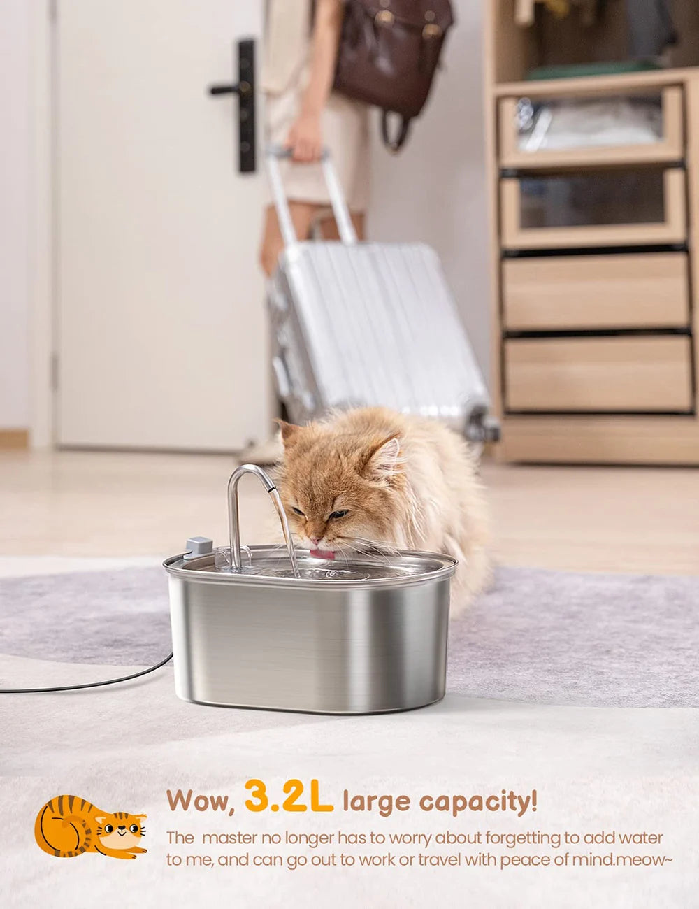 3.2L Stainless Steel Automatic Pet Water Fountain