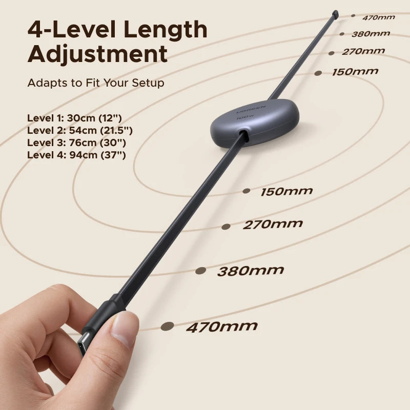 Cable USB-C retráctil de carga rápida