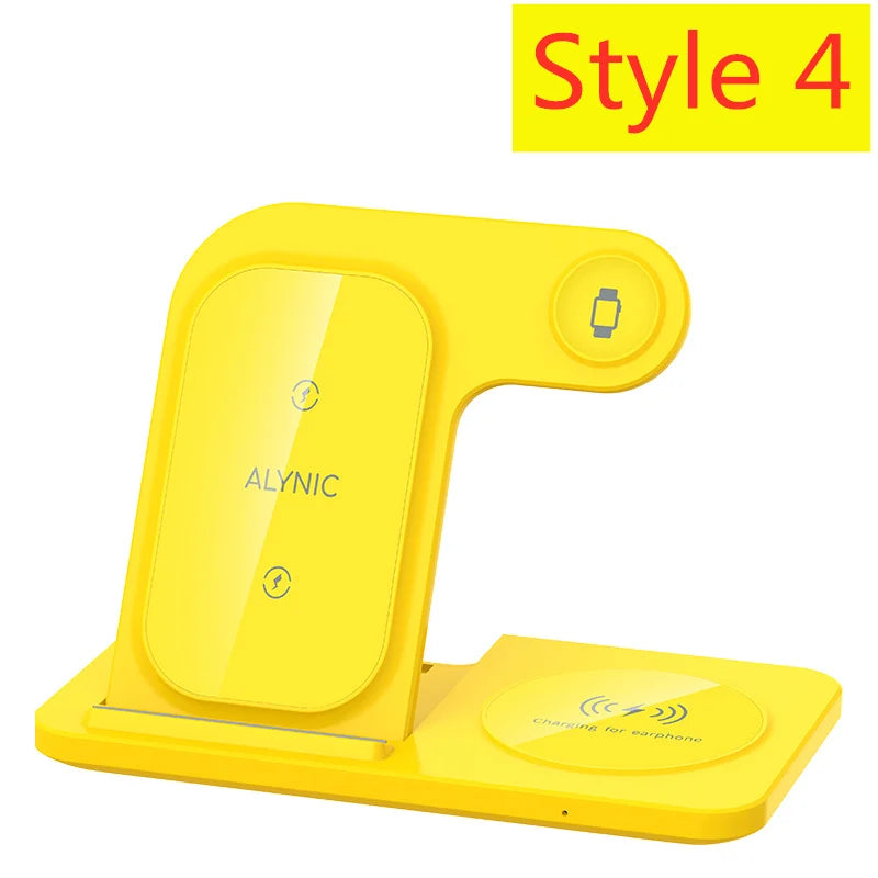 3 in 1 Wireless Charger Stand Pad Foldable Fast Charging Station Dock For iPhone 17 16 15 14 13 12 11 X 8 Apple Watch Airpods