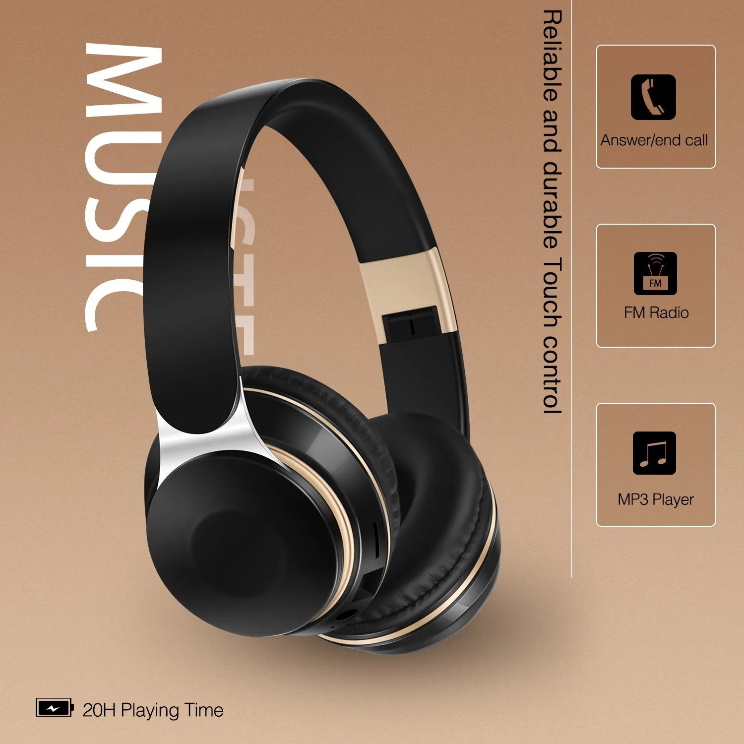 Wireless Bluetooth Headphones with SD Card & Mic