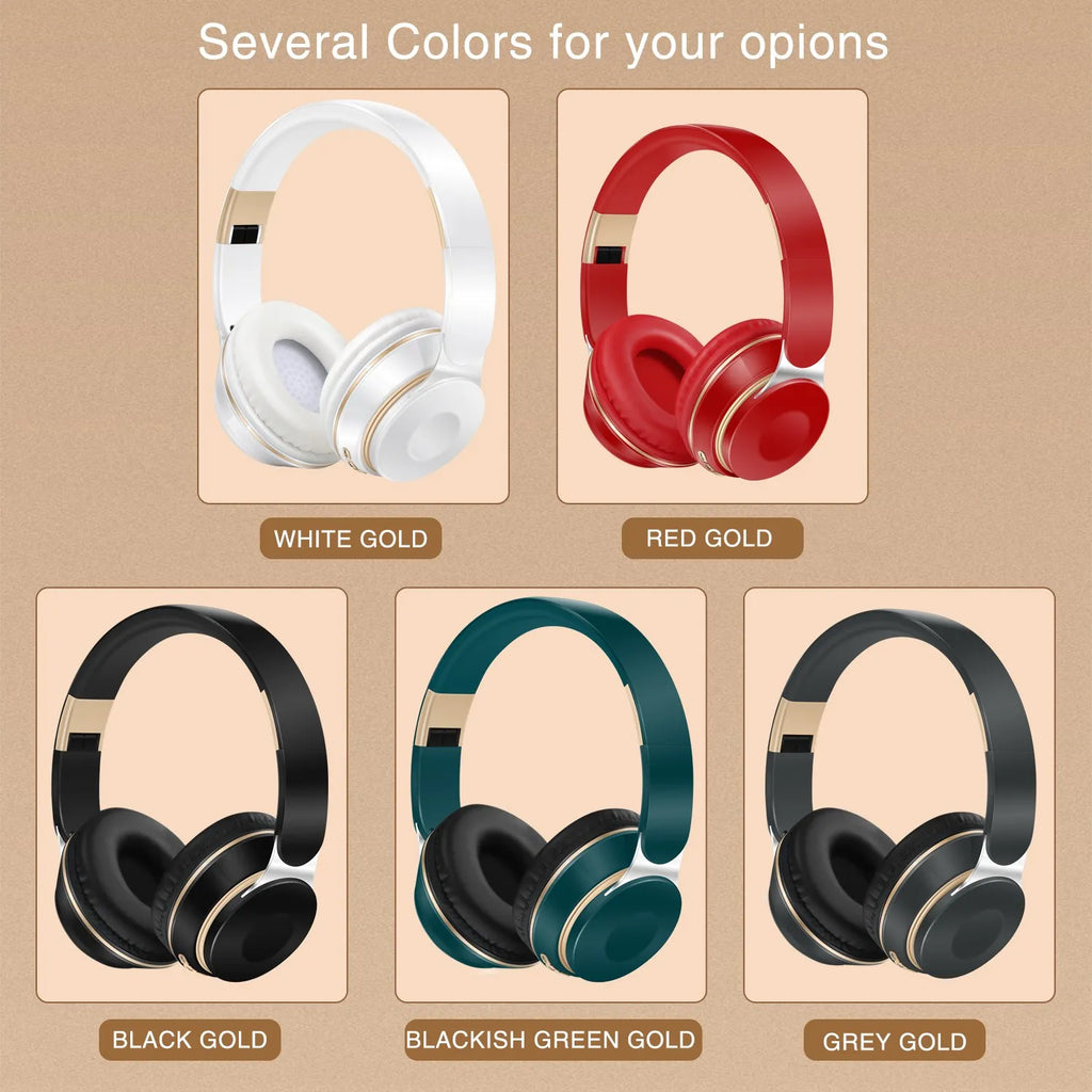Auriculares inalámbricos Bluetooth con tarjeta SD y micrófono.