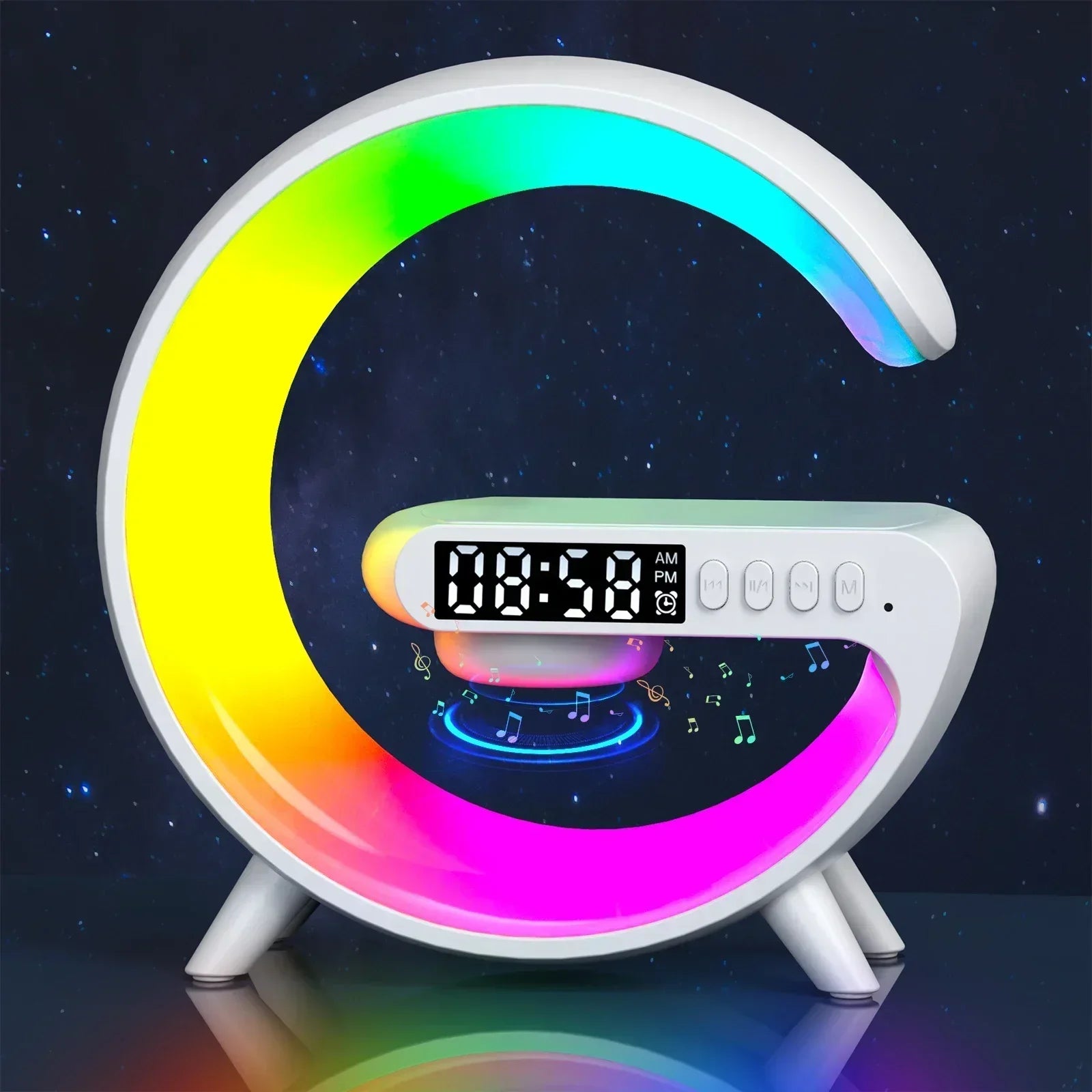 Multifunction Wireless Charger Stand with RGB Light & Bluetooth Speaker