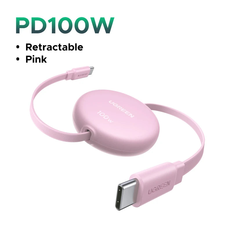 Cable USB-C retráctil de carga rápida