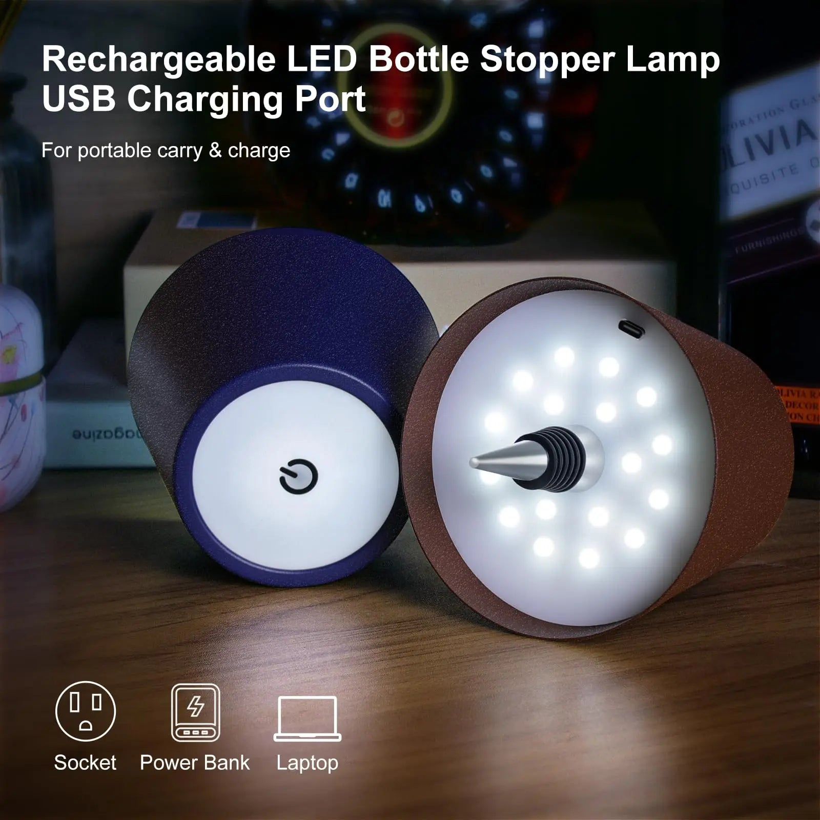 Lámpara de mesa inalámbrica con forma de botella