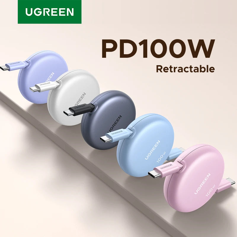 Cable USB-C retráctil de carga rápida
