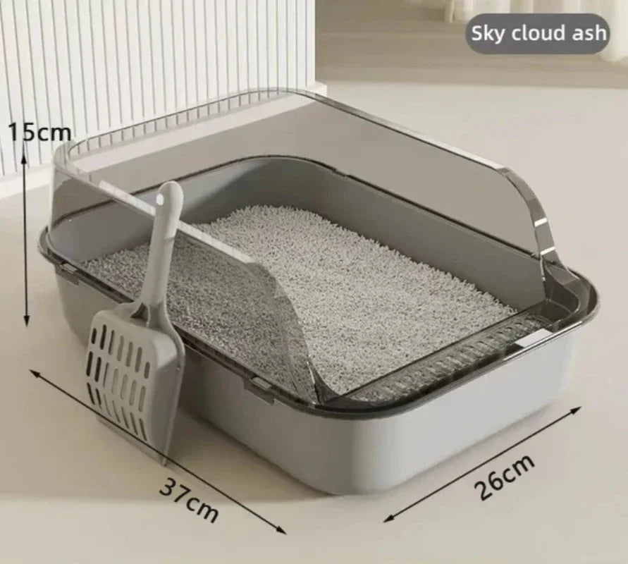 Semi-Enclosed Cat Litter Box