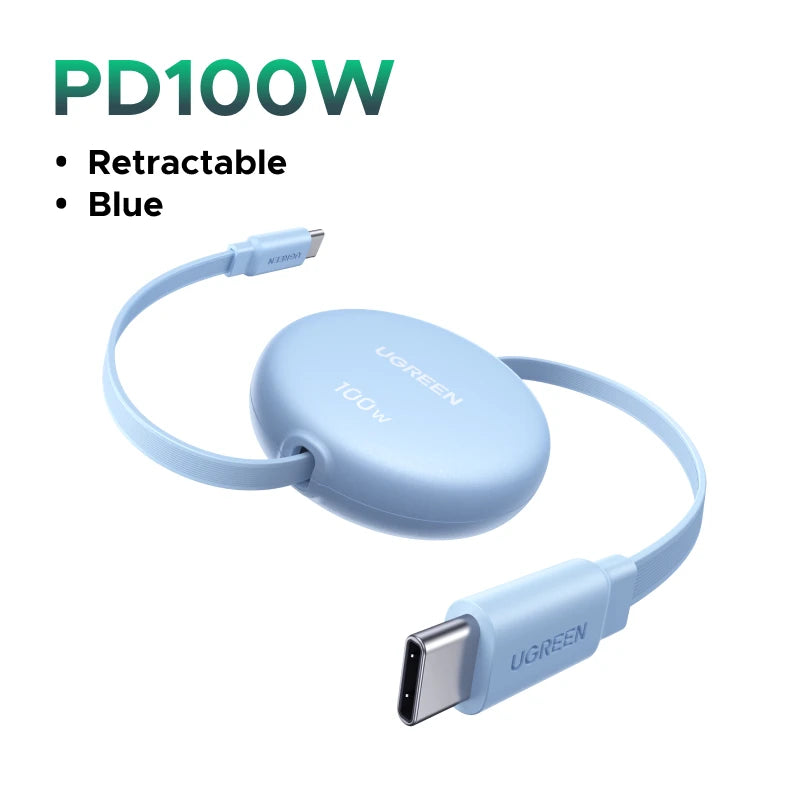 Cable USB-C retráctil de carga rápida
