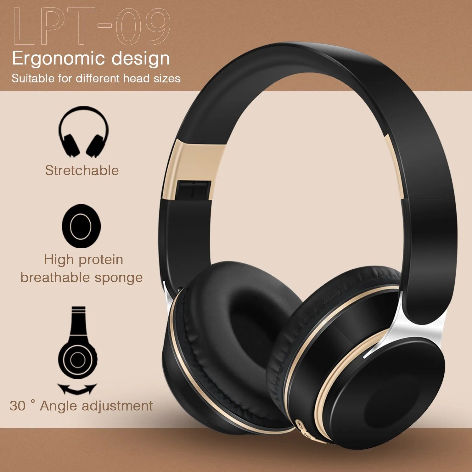 Wireless Bluetooth Headphones with SD Card & Mic