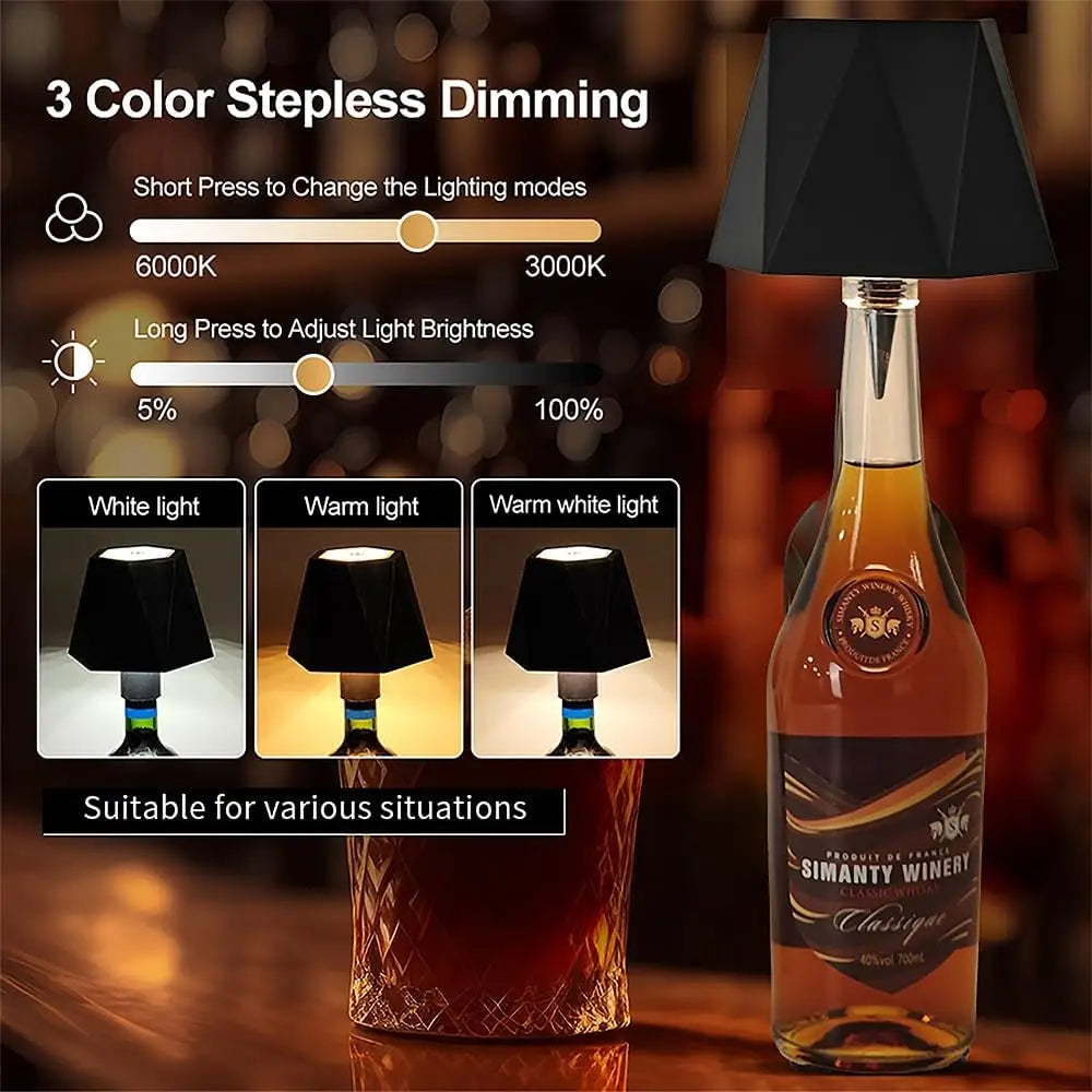 Lámpara de mesa inalámbrica con forma de botella