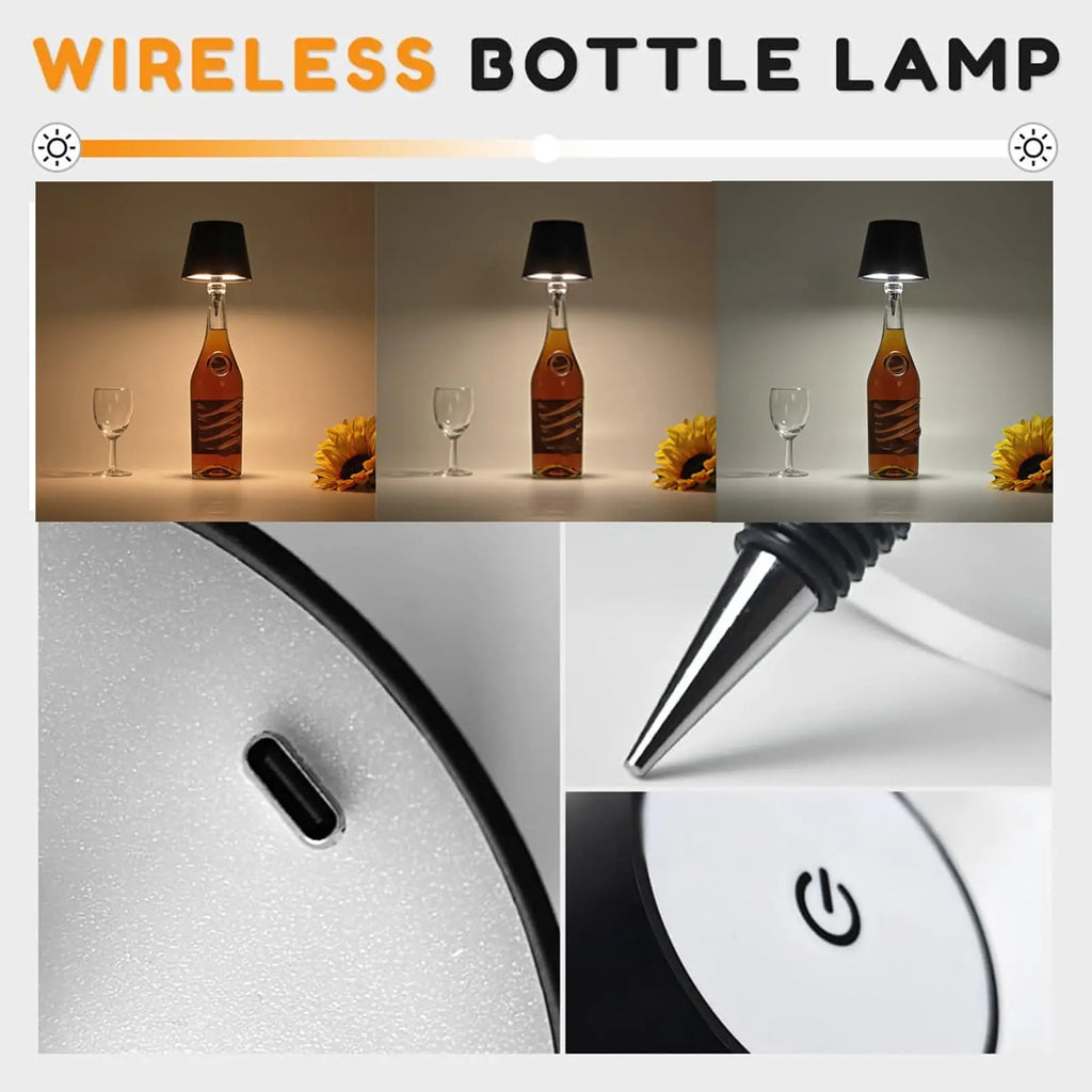 Lámpara de mesa inalámbrica con forma de botella