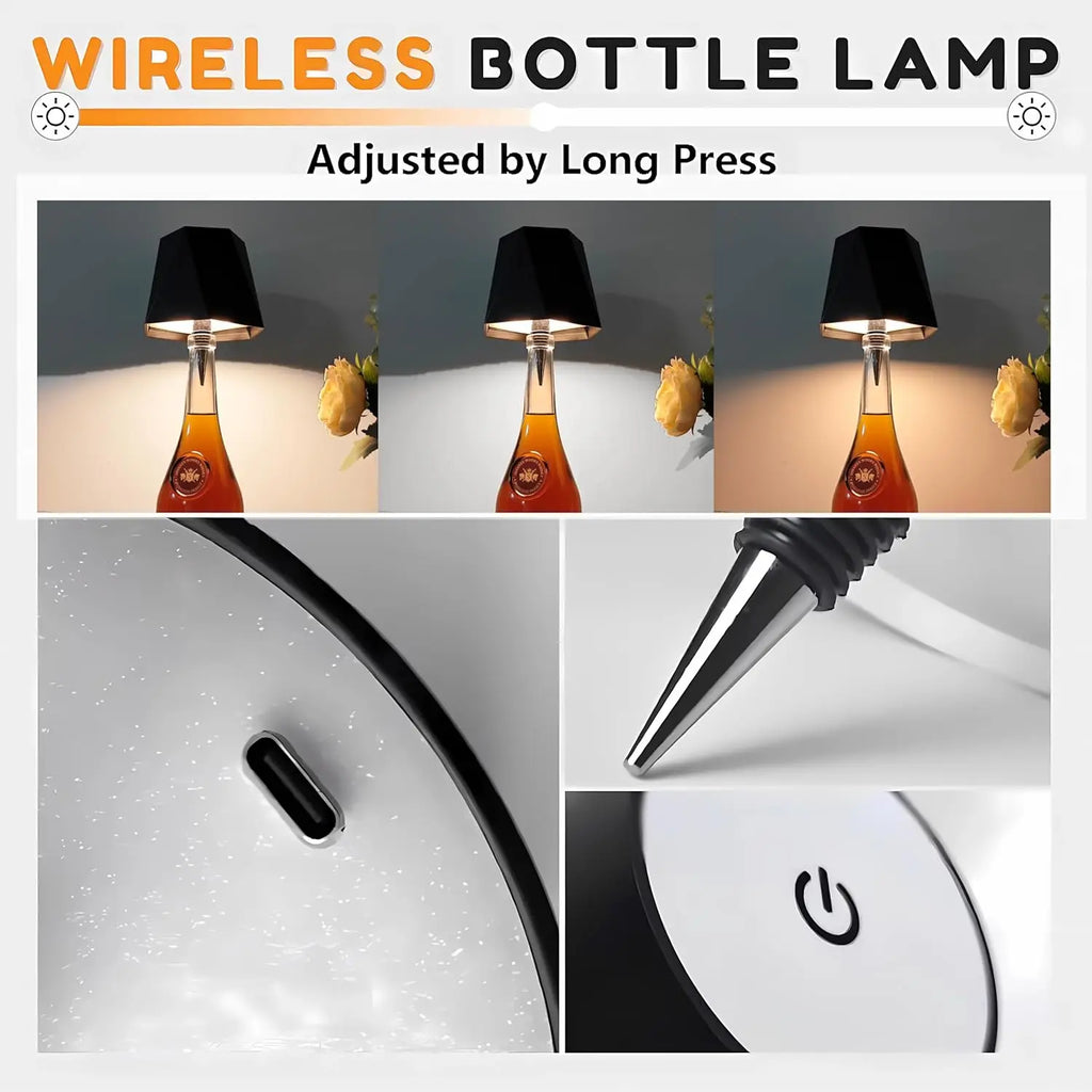Lámpara de mesa inalámbrica con forma de botella