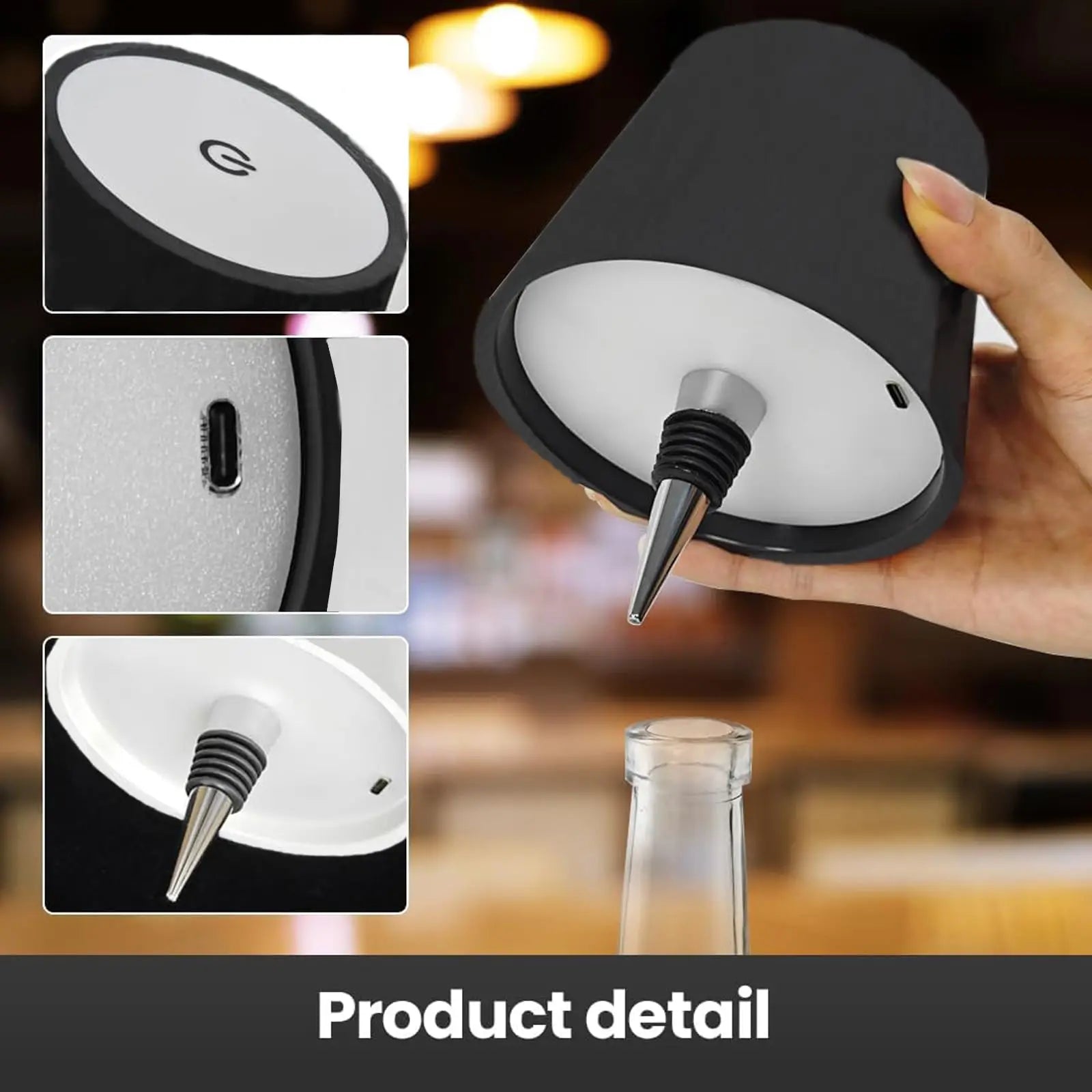 Lámpara de mesa inalámbrica con forma de botella