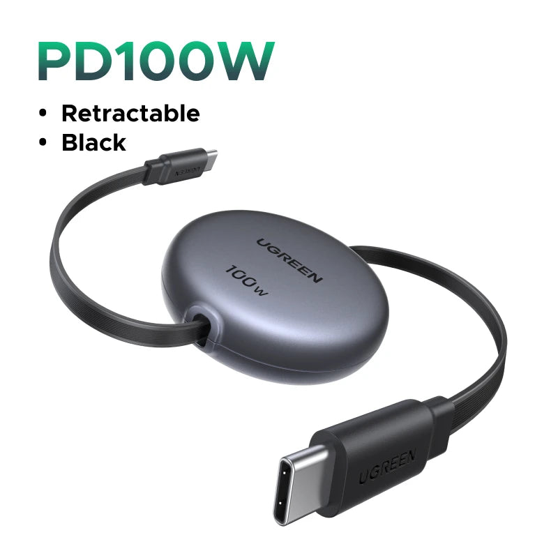 Cable USB-C retráctil de carga rápida