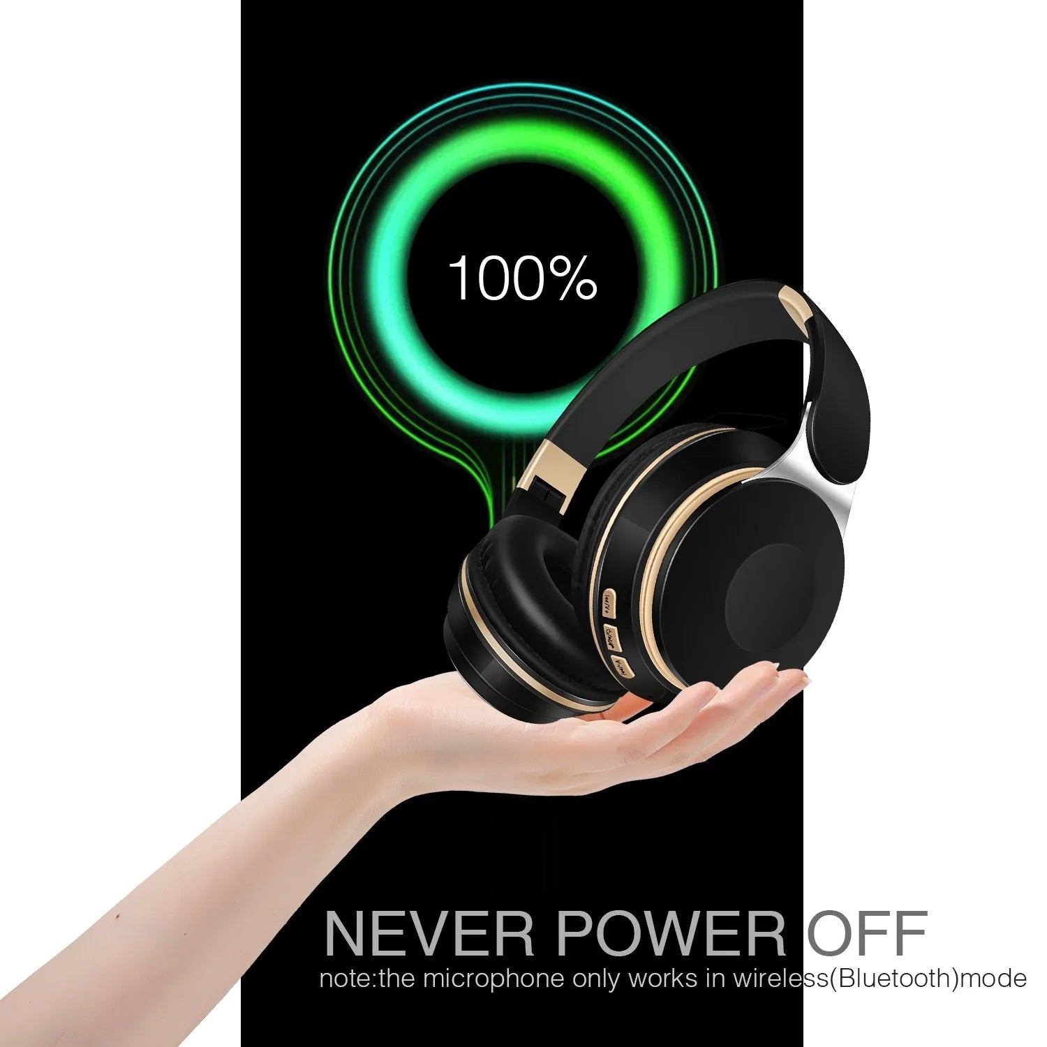 Auriculares inalámbricos Bluetooth con tarjeta SD y micrófono.