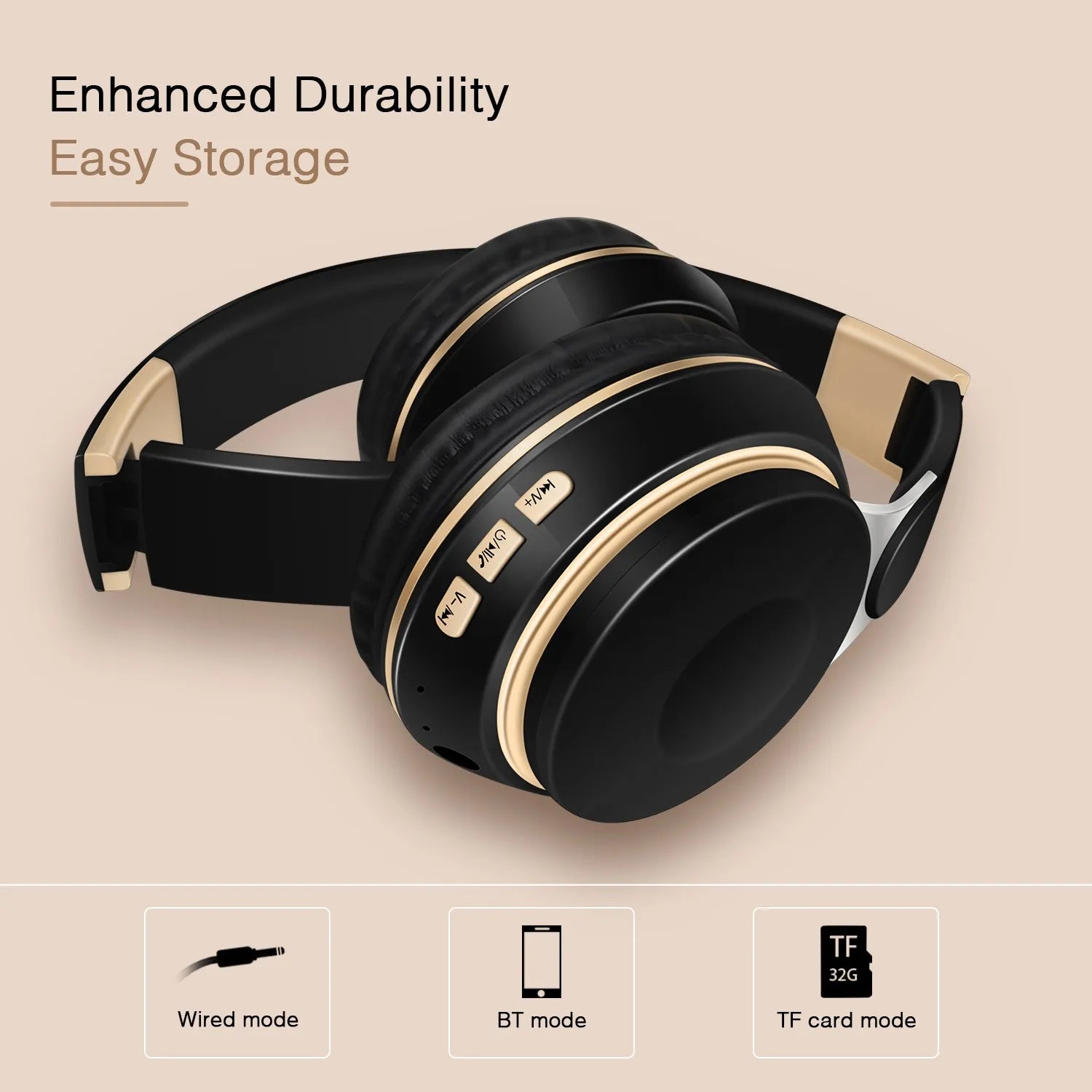 Wireless Bluetooth Headphones with SD Card & Mic